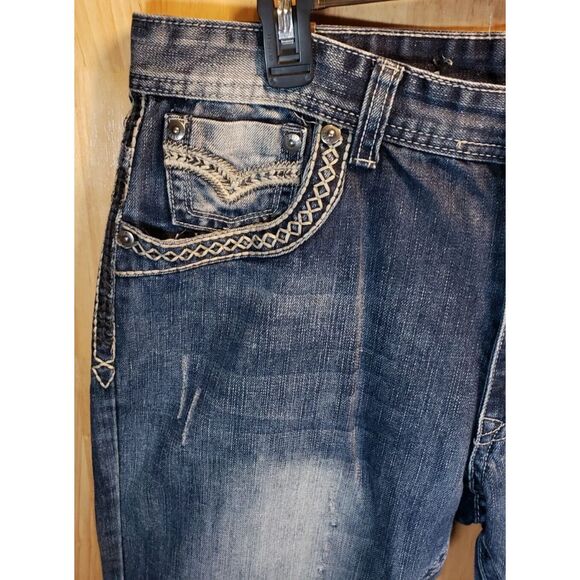 GS115 Gramercy SF Mens Jeans 36x31 Light Wash Gray Silver Y2K Distressed Style - Picture 2 of 16